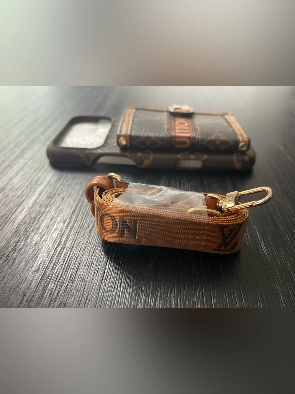 iPhone 17 pro max Brown and Tan Cardholder crossbody Phone Case